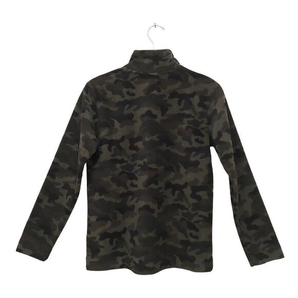Old Navy Boys Fleece Camo Sweater 14 Green 1/4 Zip Travel Outdoor - Picture 2 of 11